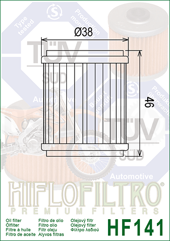 Filtro de aceite Yamaha X-max 125 / WR 125 / YZ 450 F Hiflofiltro Sku:HF141 /h/f/hf141.png