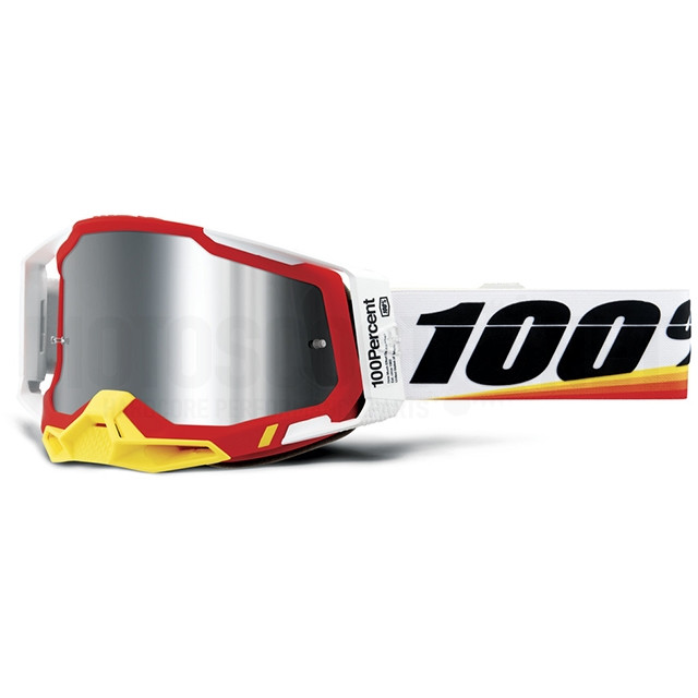 50010-00016 Gafas Offroad 100% Racecraft 2 Arsham Rojo - Cristal Flash Plateada
