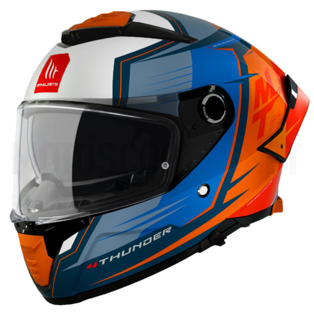 A-1308988142 Casco MT Helmets Thunder 4 SV Pental Azul/Naranja Mate