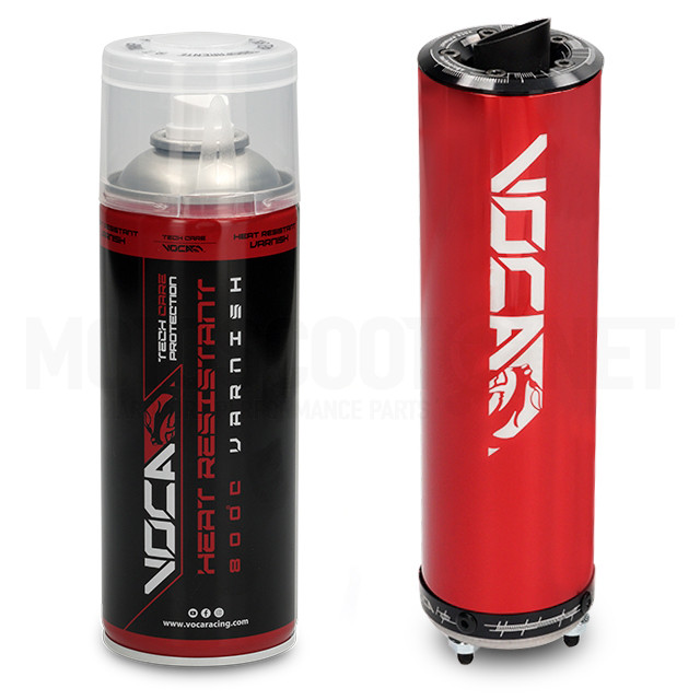 Kit silenciador VOCA Rojo y Laca anticalórica VOCA Racing Heat Transparente