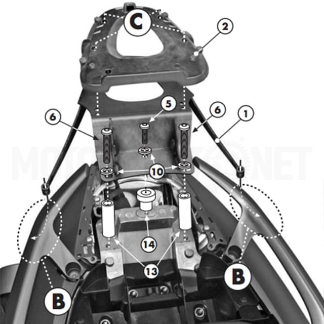 Soporte Baúl Yamaha T-Max 500 08-11 y T-Max 530 12-16 para MONOLOCK® Kappa ref: KR2013M