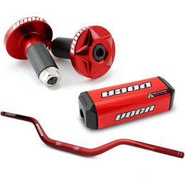Kit manillar con protector HB28 y contrapesos CNC Rojo VOCA Racing