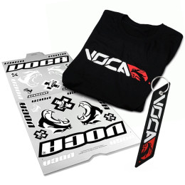 Kit camiseta Box-Logo, Llavero 2-Stroke Addict y Set de pegatinas Race-Squad VOCA Racing