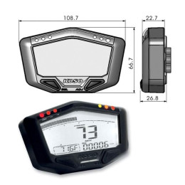 Cuadro Instrumentos KOSO DB02R (ROAD),  speed, odo, trip, rpm hasta 20.000, temp, Ilum. blanco 188.7x66.1mm, 22.7-26.8mm