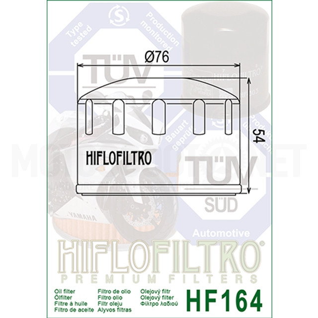 Hiflofiltro HF164 BMW 11 42 7 673 541 Kymco 1541A-LGC6-E00