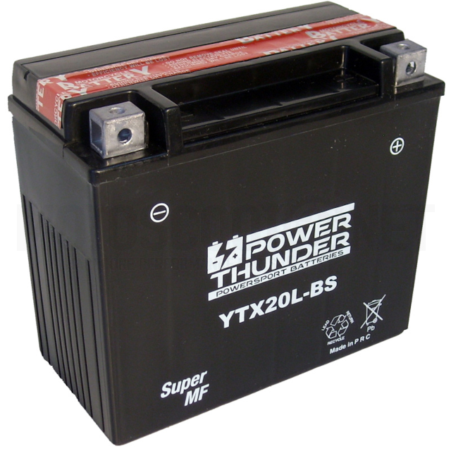Batería Power Thunder YTX20L-BS con ácido