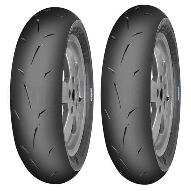 Jogo pneus Mitas Racing MC 35 Soft, Jante 12, incluí 100/90-12 e 120/80-12