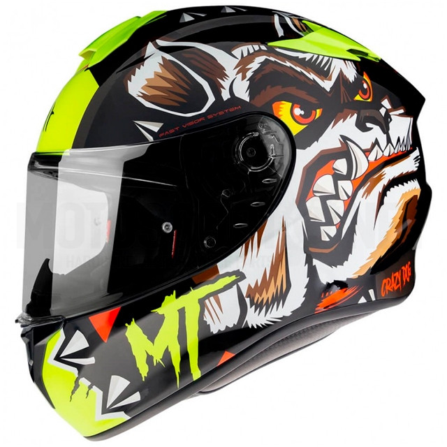 Capacete MT Helmets FF106 Targo Crazydog G3 - Amarelo Fluorescente Brilhante