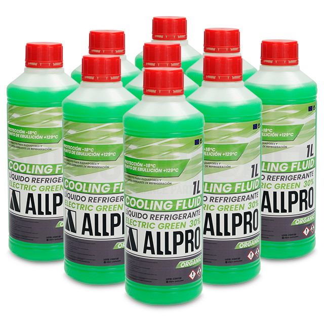 Caja 12 unidades líquido refrigerante anticongelante 30% verde AllPro