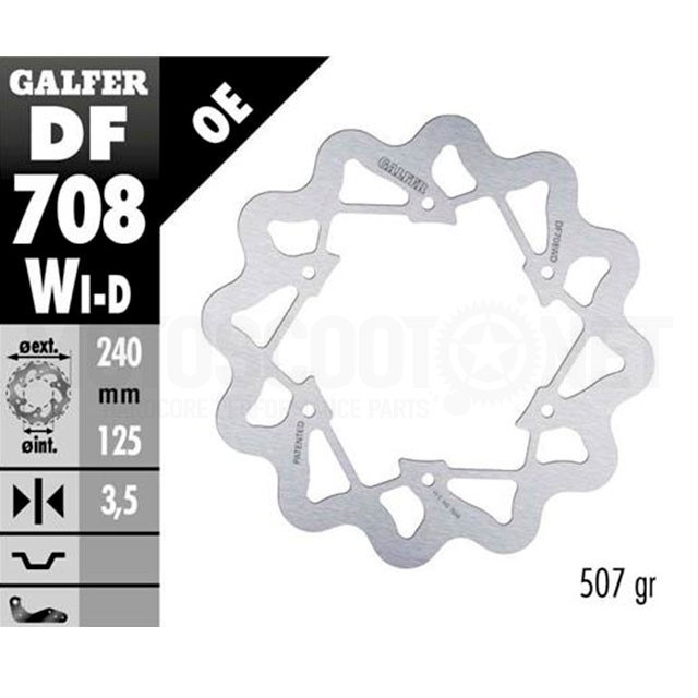 Disco de travão dianteiro Derbi DRD Limited SM Galfer Wave d=240mm 3,5mm grossuradireito
