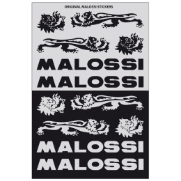 Set de autocolantes Malossi Preto/Prateado 12cm