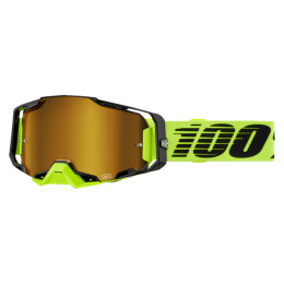 Óculos Offroad 100% Armega Neon Yellow - Lente Espelhada Dourado