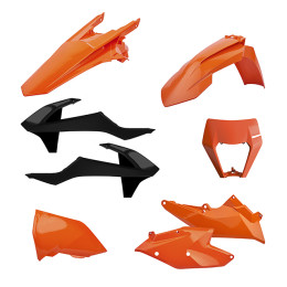 Kit de plásticos con careta KTM EXC/EXC-F 17-19 Polisport - OEM Naranja-negro
