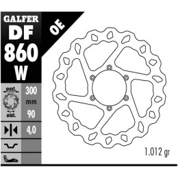 Disco de travão dianteiro Aprilia RS4 125 >2011 Galfer Wave d=300mm 4mm grossura