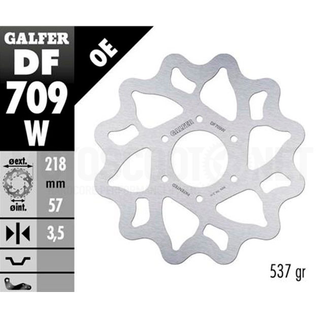 Brake Disc Derbi Senda Limited SM >2005 Galfer Wave d=218mm thickness 3,5mm