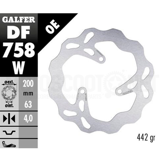 Brake Disc rear Rieju MRX Pro Galfer Wave d=200mm thickness 4mm