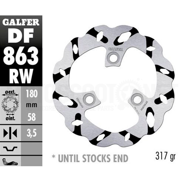 Brake Disc front Peugeot Speedfight 50/80/100cc Galfer Extreme Wave slotted d=180mm 3,5mm thickness