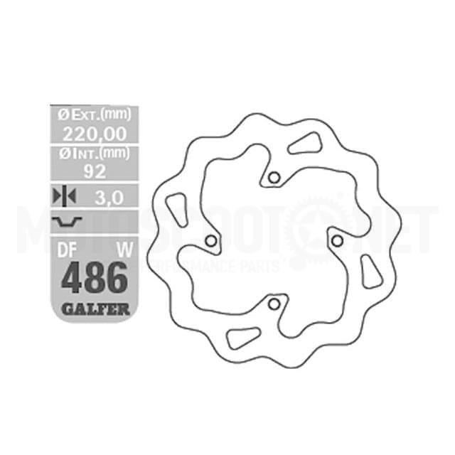 Brake Disc front Yamaha DT50 LC / R Galfer Wave d=220mm 3mm thickness