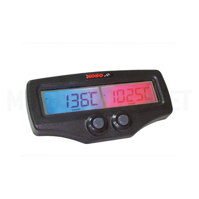 Exhaust Gases Thermometer KOSO DUAL-EGT universal 100-1200° for two exhausts - blue light