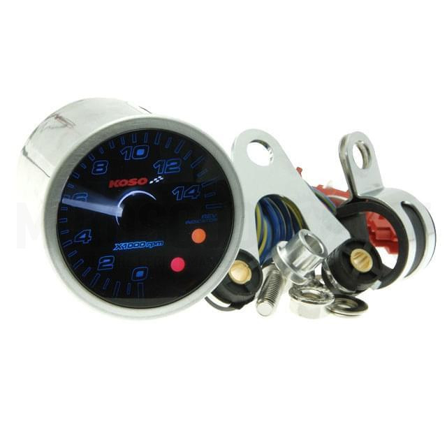 RPM Meter KOSO digital Eclipse-Style d=48mm Selftest up to 15.000 RPM gear indicator - Blue light