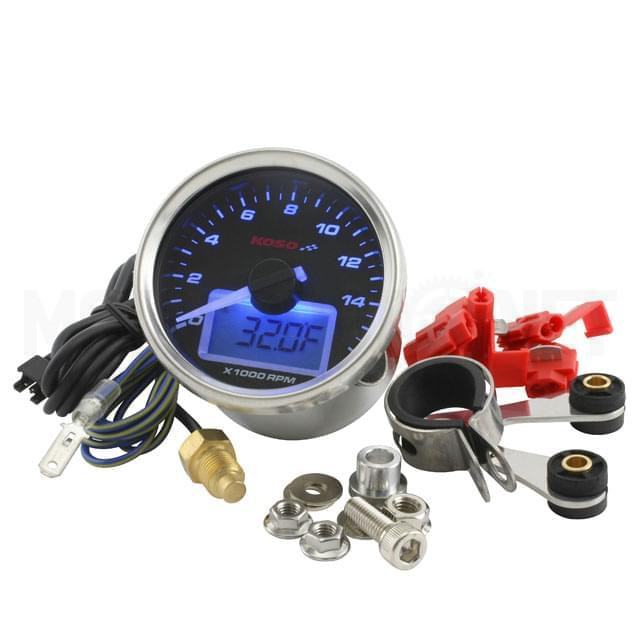 D55 GP Style Tachometer (max 160 kmh, schwarz, blau beleuchtet