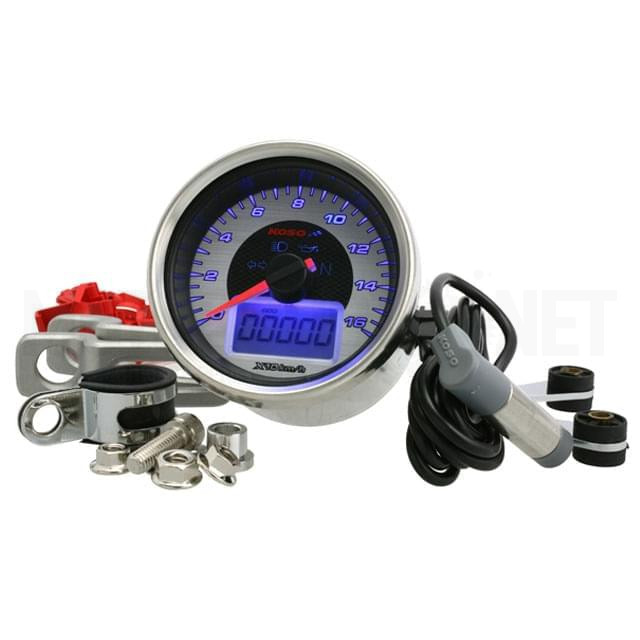 Speedometer KOSO Digital Chrome-Style up to 160 km/h - Chrome display /Blue light