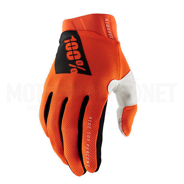 100% RIDEFIT Motocross Gloves Fluo Orange