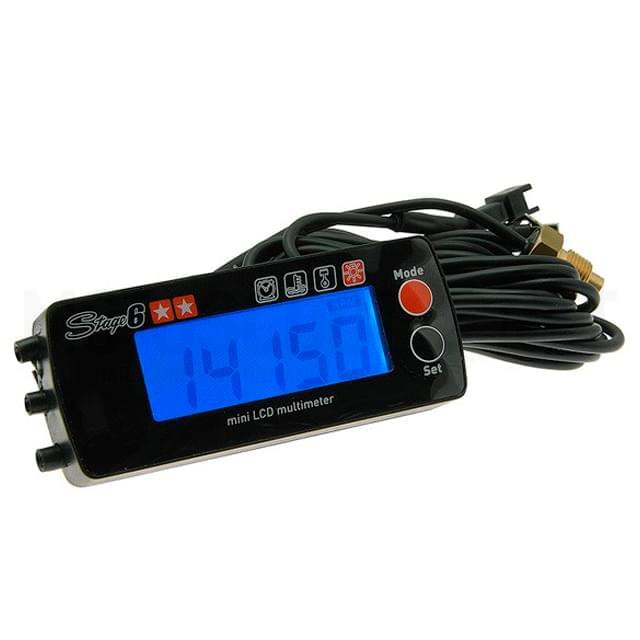 Tachometer Mini Temperature/Engine Run Time/Speedometer/Overheating 87x36x15mm Stage6 - Blue light