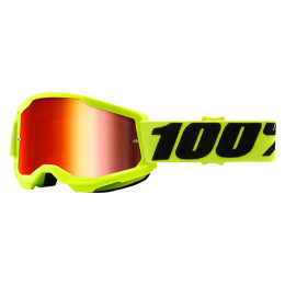 Offroad Goggles 100% Strata 2 Youth Fluo Yellow - Mirror Red Lens