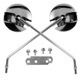 Vespa Vparts rear-view mirror with plate - chrome-plated 