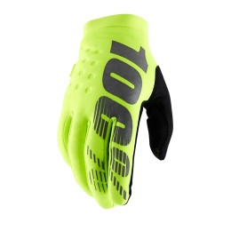100% Brisker Winter Youth Motocross Gloves Fluo Yellow