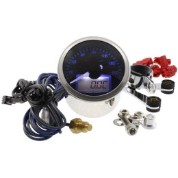 Tachometer KOSO Eclipse Style RPM / TEMP 0-16.000 RPM 0-150°C d= 55mm - Blue light
