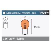 Indicator bulb BA15S 12V/21W orange light Tecnium